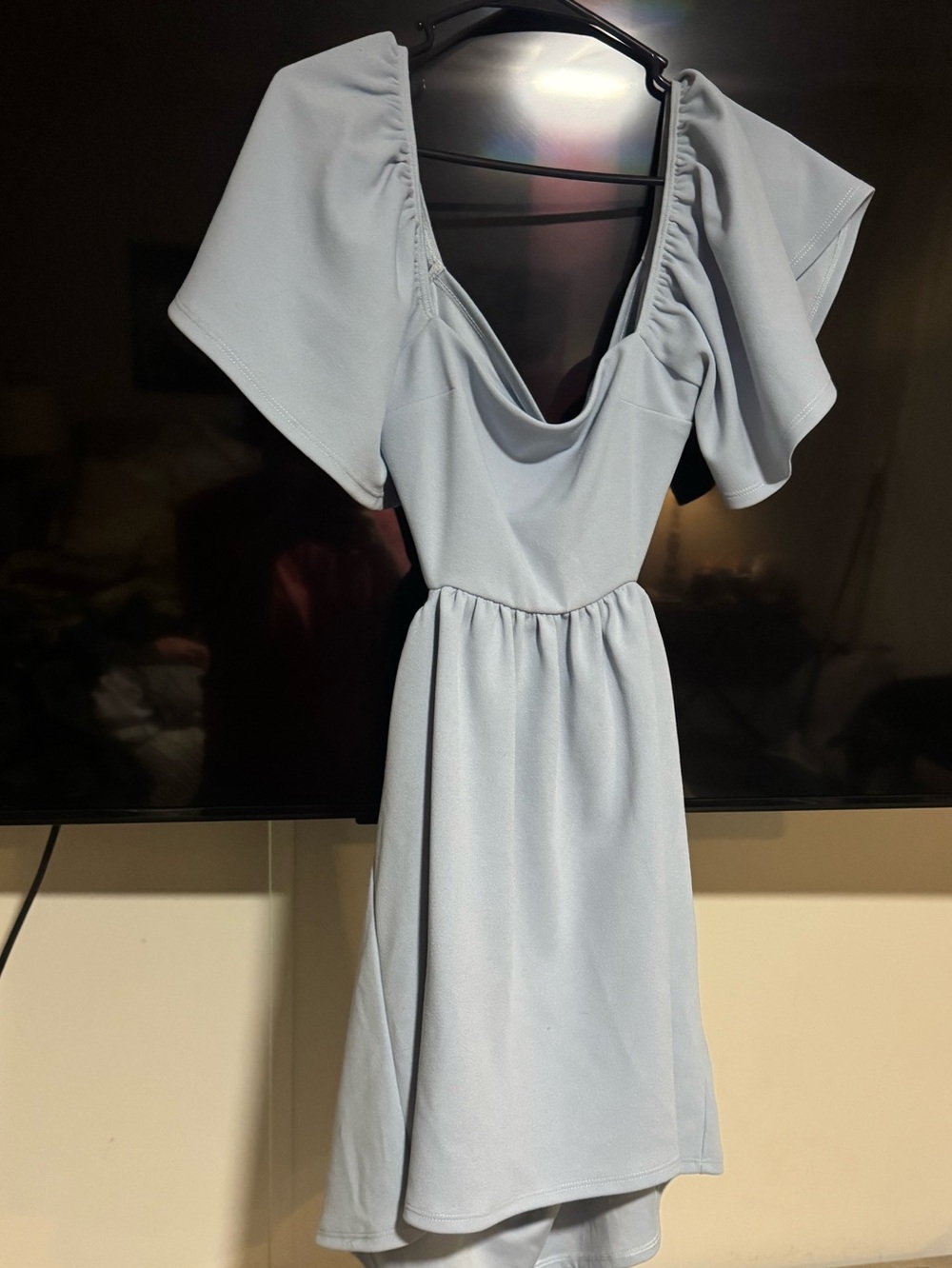 Altar'd State Light Blue High-Low Dress with Flutter Sleeves